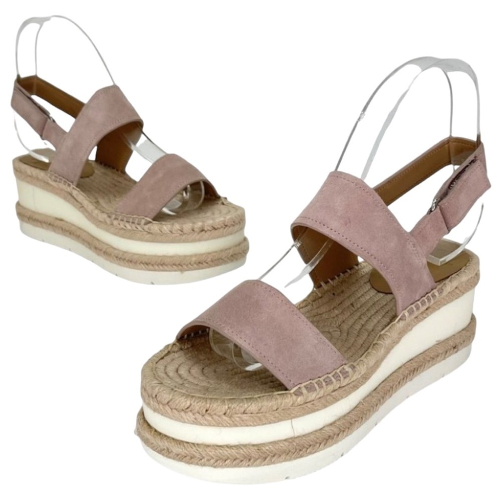 Marc Fisher LTD Platform Sandals 8M Gallia Pink Suede Jute Wrapped Slingback - Picture 11 of 13